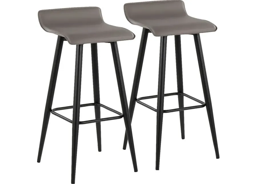 Walhill Gray Barstool, Set of 2-Gray