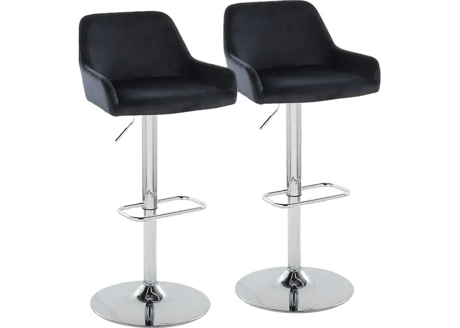 Rimcrest IX Black Adjustable Swivel Barstool, Set of 2-19
