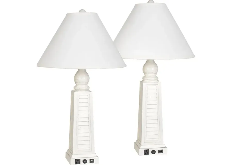 Anchor Lane White Table Lamps, Set of 2-White