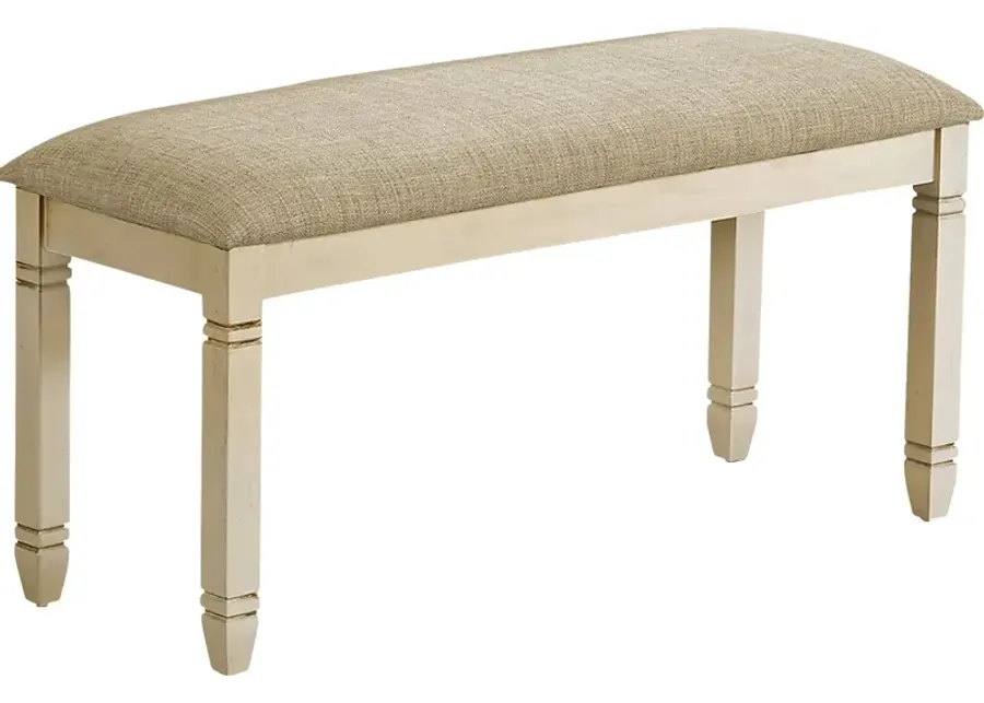 Metcalfy White Dining Bench-White