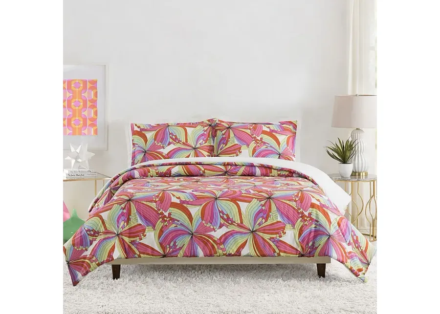 Kids Pinwheel Fun Multi Full/Queen Comforter Set-Pink, Purple, Red