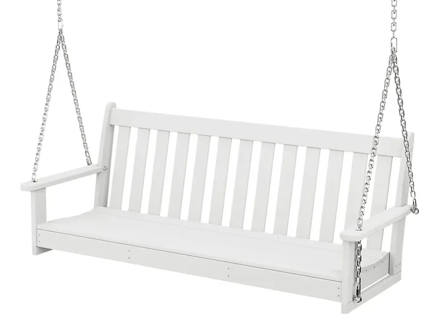 POLYWOOD Vineyard White Outdoor Swing-White
