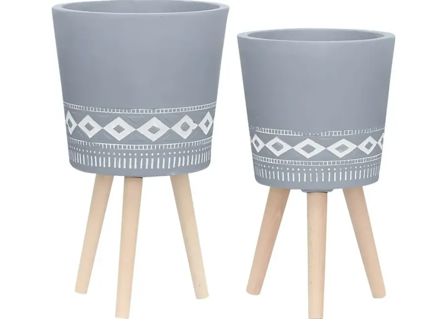 Winnekta Gray Planter, Set of 2-Gray