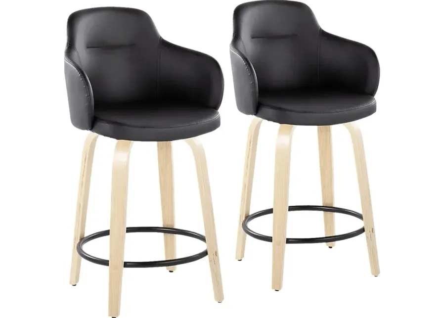 Siebarth II Black Counter Height Stool, Set of 2-Black