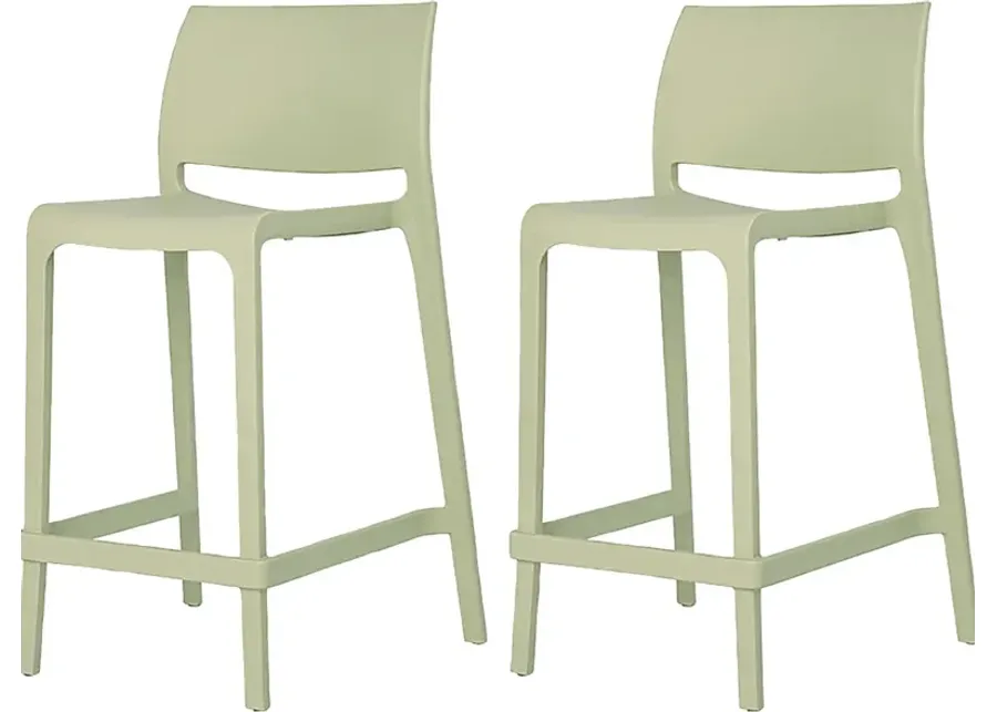 Outdoor Cayetana Green Counter Stool, Set of 2-Green
