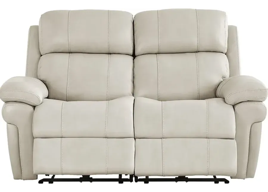 Trevino Lane Gray Leather Dual Power Reclining Loveseat-66