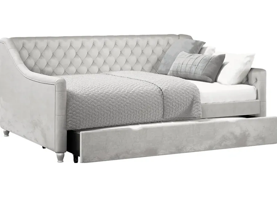 Alena Silver Twin Daybed with Twin Storage Trundle-85.5