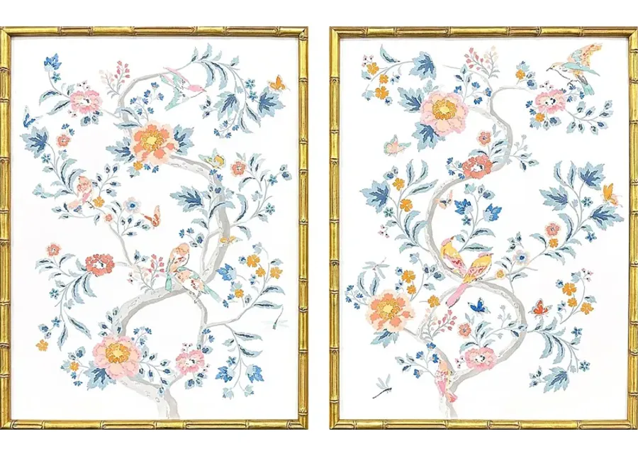 All The Flowers Blue Artwork, Set of 2-Blue
