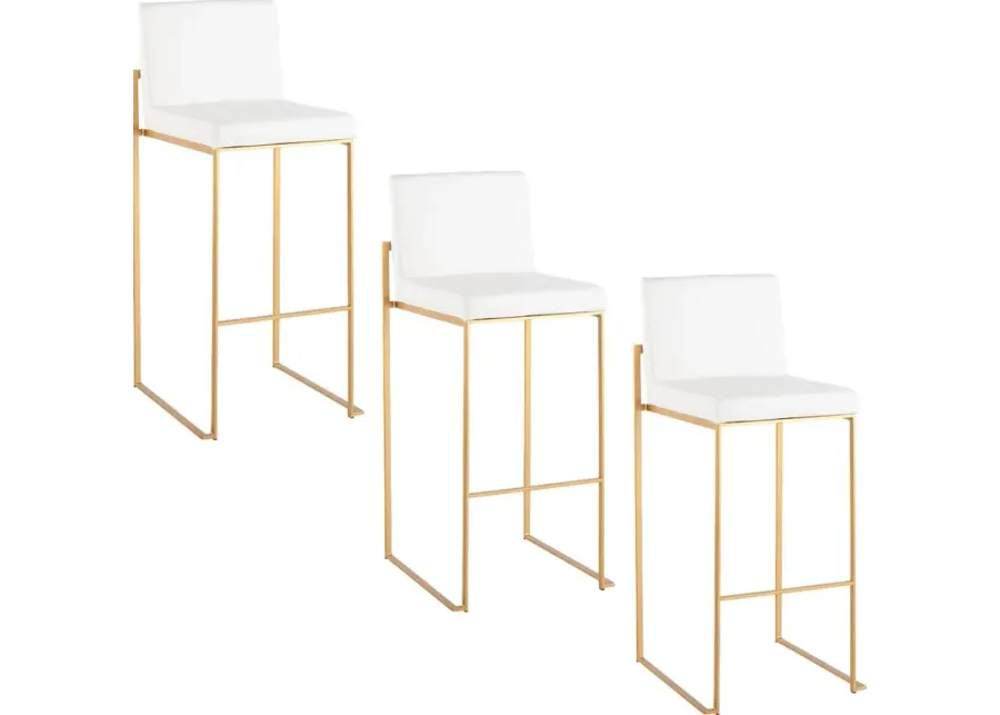 Nowotny III White Barstool, Set of 3-White