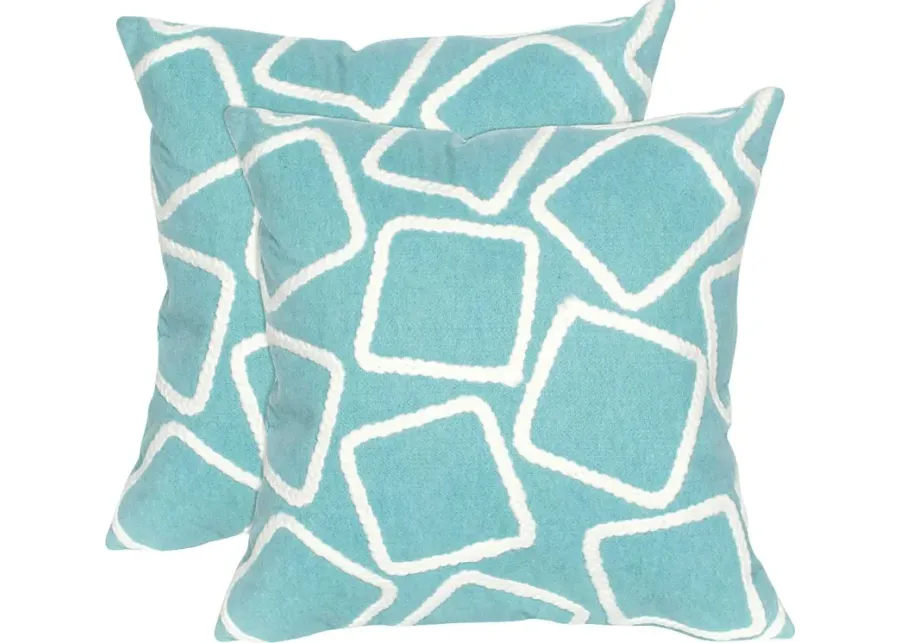 Arnway Aqua Indoor/Outdoor Accent Pillow, Set of Two-Aqua, Blue