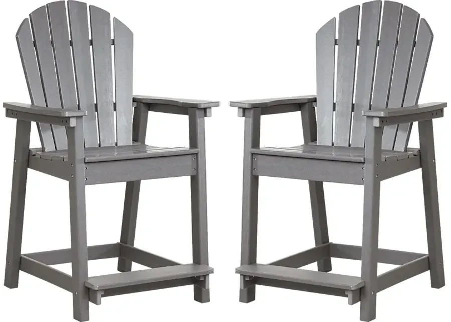 Addy Gray Outdoor Balcony Adirondack Stool, Set of 2