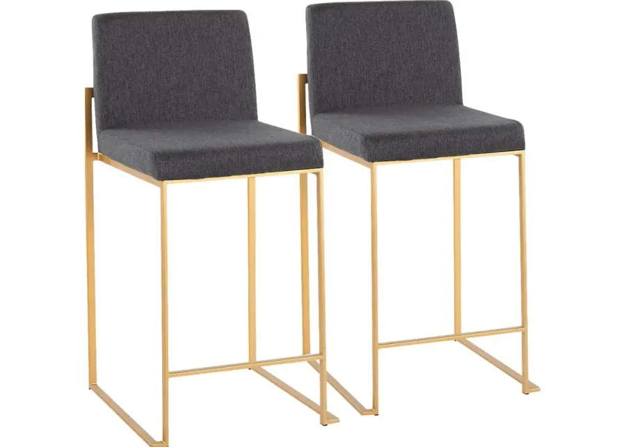 Leserna I Charcoal Counter Height Stool, Set of 2-Charcoal
