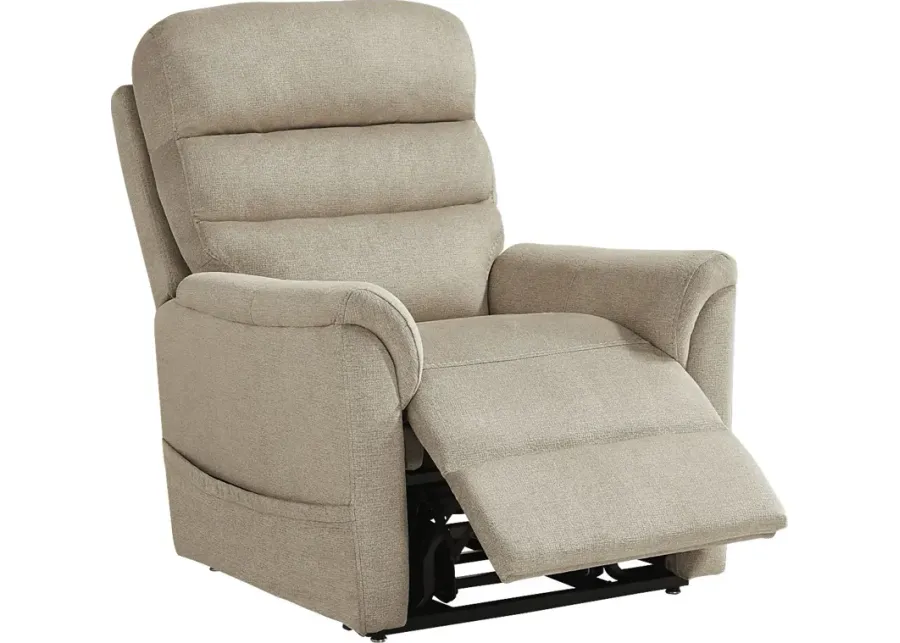 Willeta Beige Power Lift Recliner-32.5