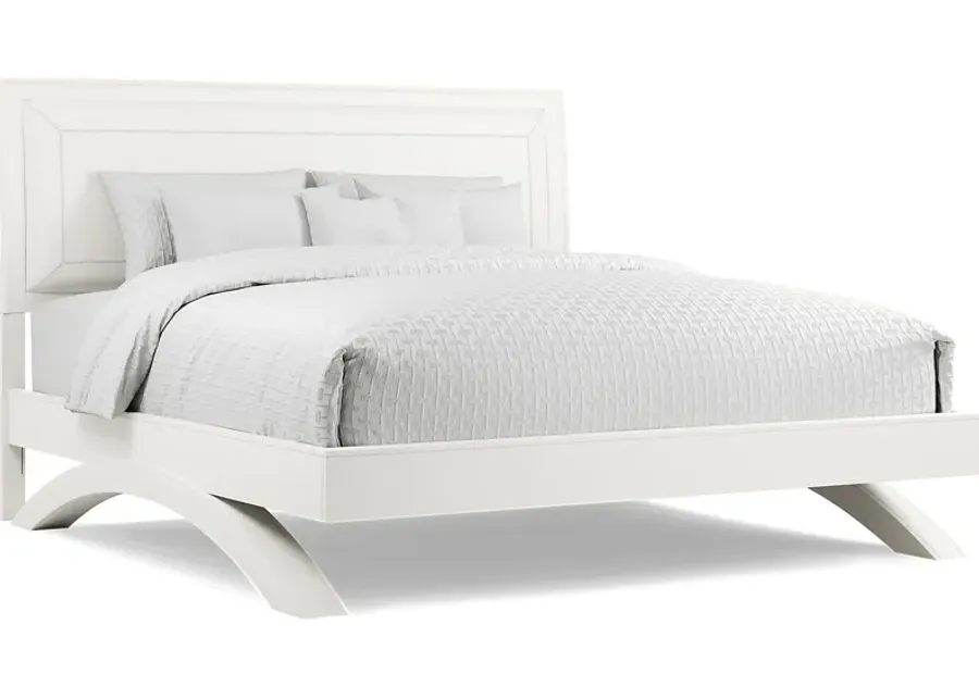 Belcourt White 3 Pc King Upholstered Sleigh Arch Bed-85.5