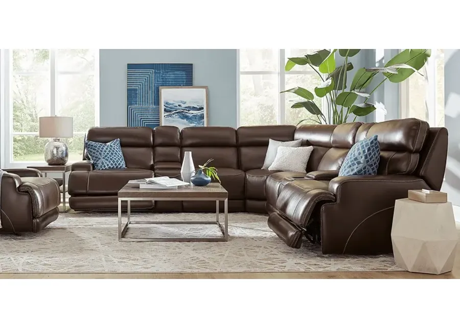 Parker Point Dark Brown Leather 7 Pc Triple Power Reclining Sectional-131