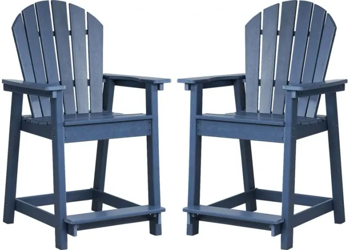 Addy Navy Outdoor Balcony Adirondack Stool, Set of 2