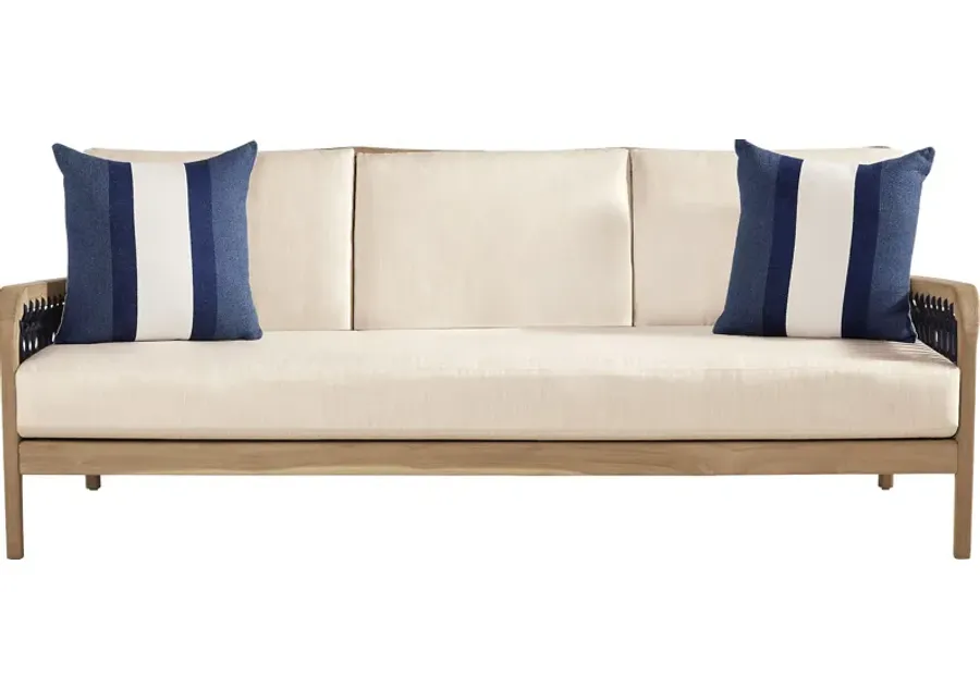 Riva Blonde Outdoor Sofa with Flax Cushions-80.75
