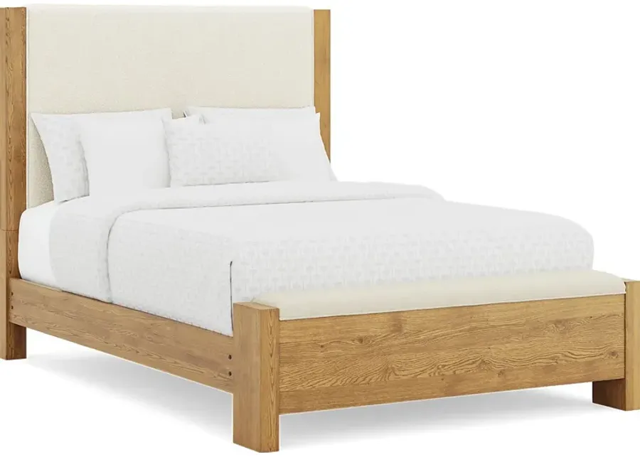 Ithaca Natural 3 Pc Queen Upholstered Bed with Bench-64