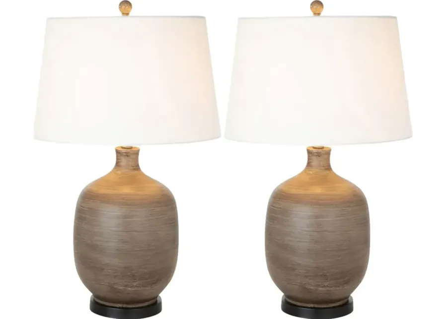 Villania Nest Brown Table Lamps, Set of 2-Brown