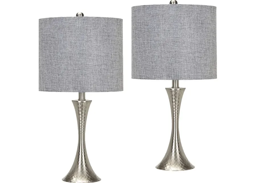 Elmira Grove Silver Table Lamps, Set of 2-Silver