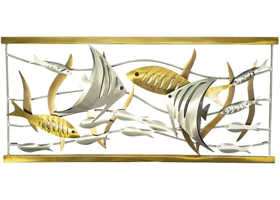 Aquarium Dream Gold Indoor/Outdoor Wall Art-Gold