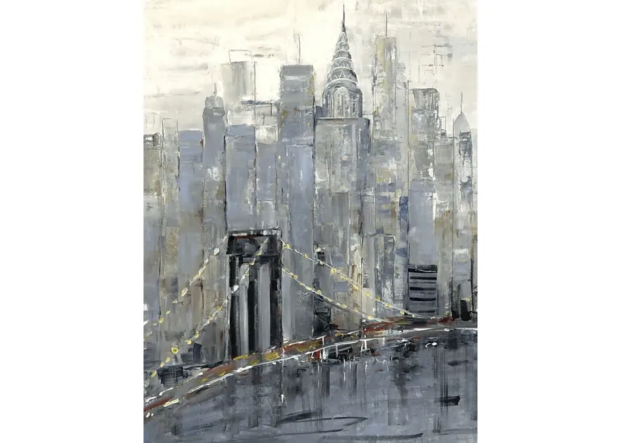 Dusk Skyline Gray Canvas Artwork-Gray