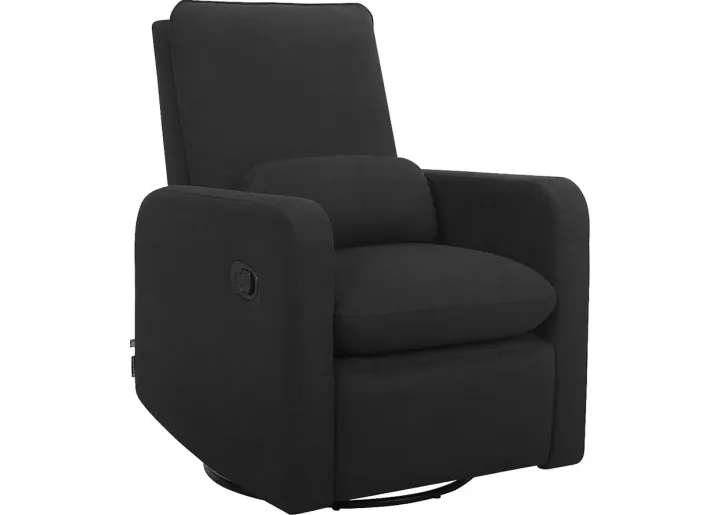 Nursery Cloud Black Swivel Recliner-Black