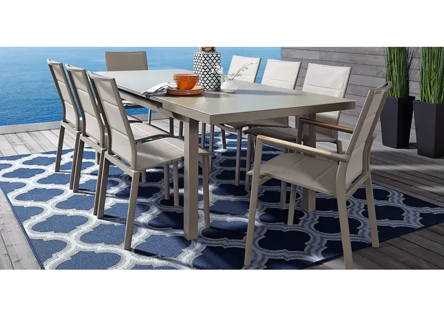 Solana Taupe 7 Pc 71-94 in. Rectangle Outdoor Dining Set