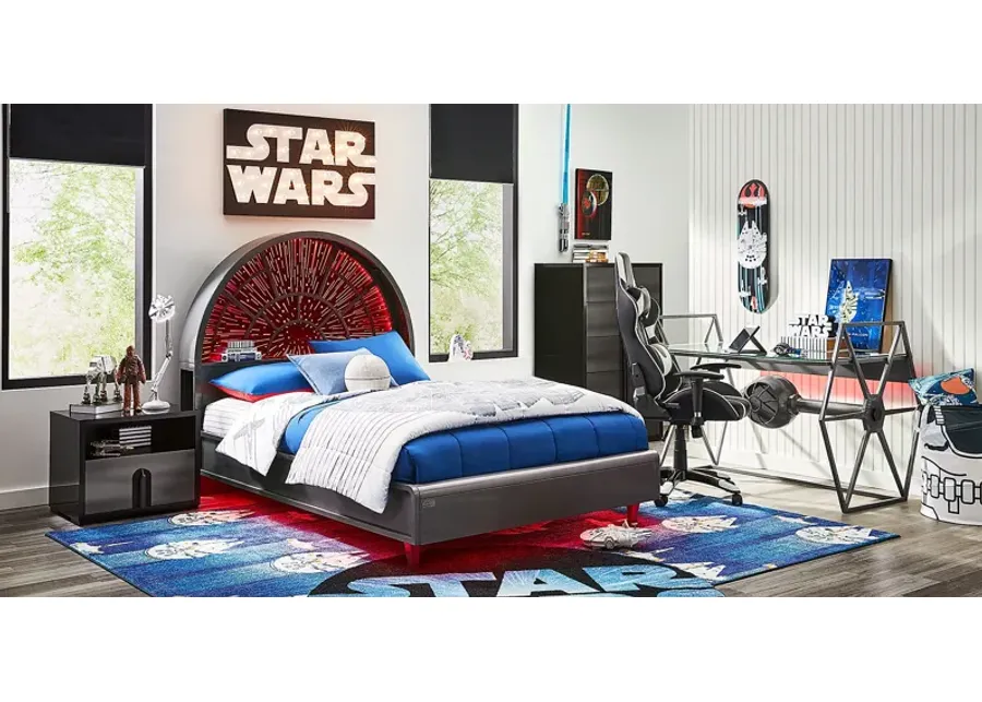Star Wars Black Bedroom with Millennium Falcon Lightspeed Carbonite Full Platform Bed