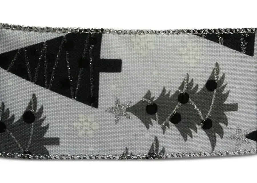 Black White Christmas Tree Ribbon