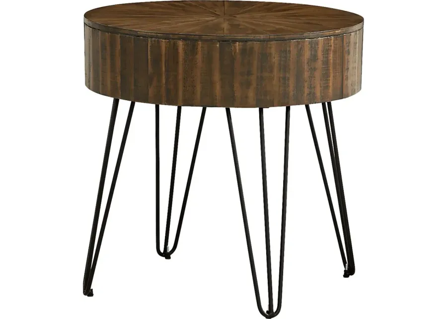 Del Sol Brown Round End Table-24