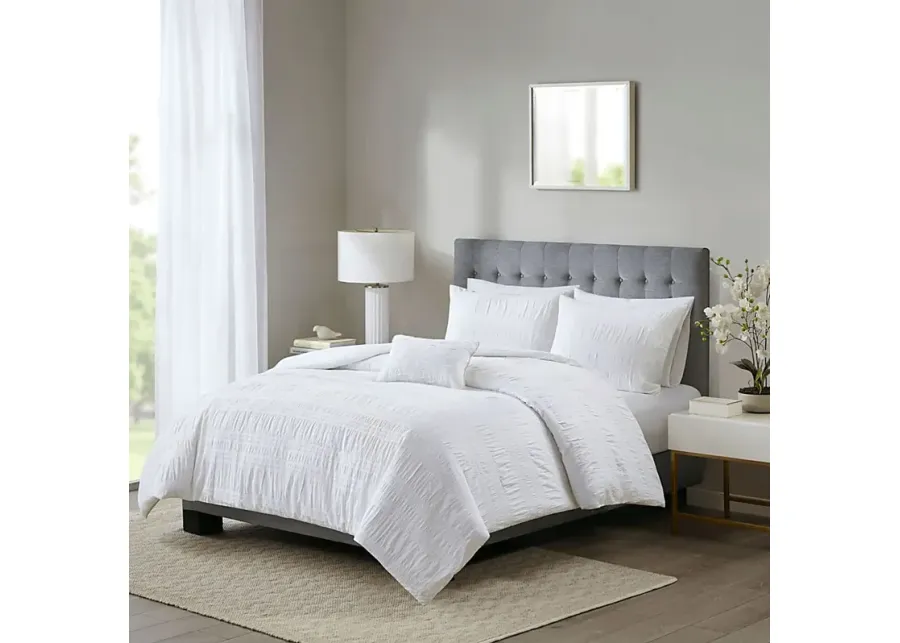 Malodin White 4 Pc King/California Duvet Set-White