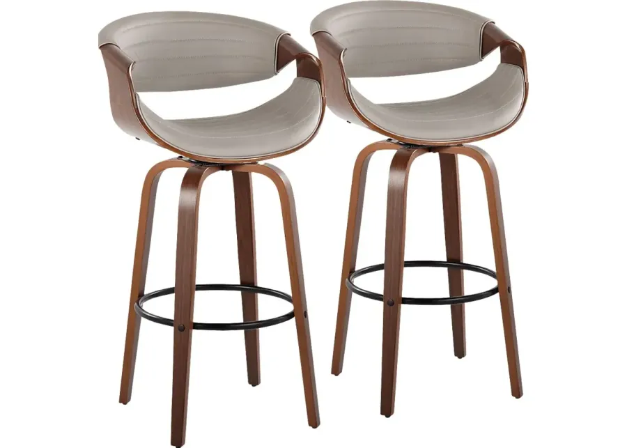 Loblolly II Pewter Swivel Barstool, Set of 2-Pewter