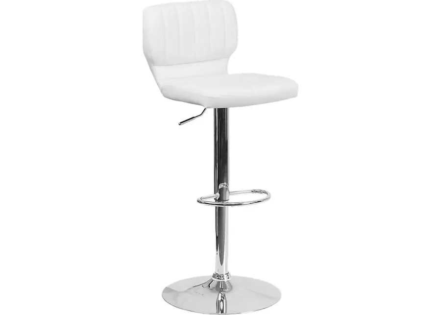 Vinnie White Adjustable Swivel Barstool-White