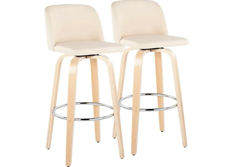 Wymering XVI Cream Swivel Barstool, Set of 2-Cream