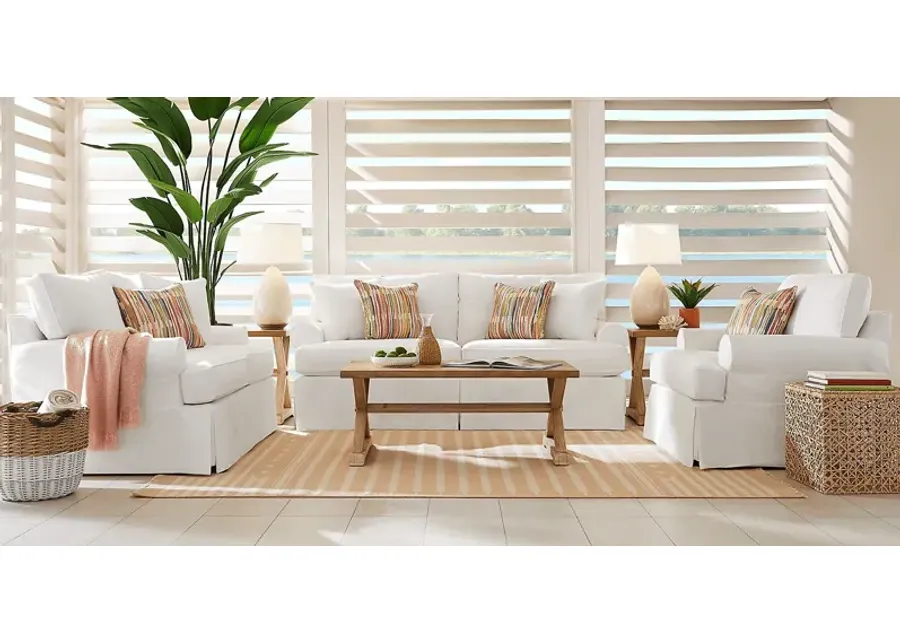 Beachside Walk White Denim Slipcover 7 Pc Living Room