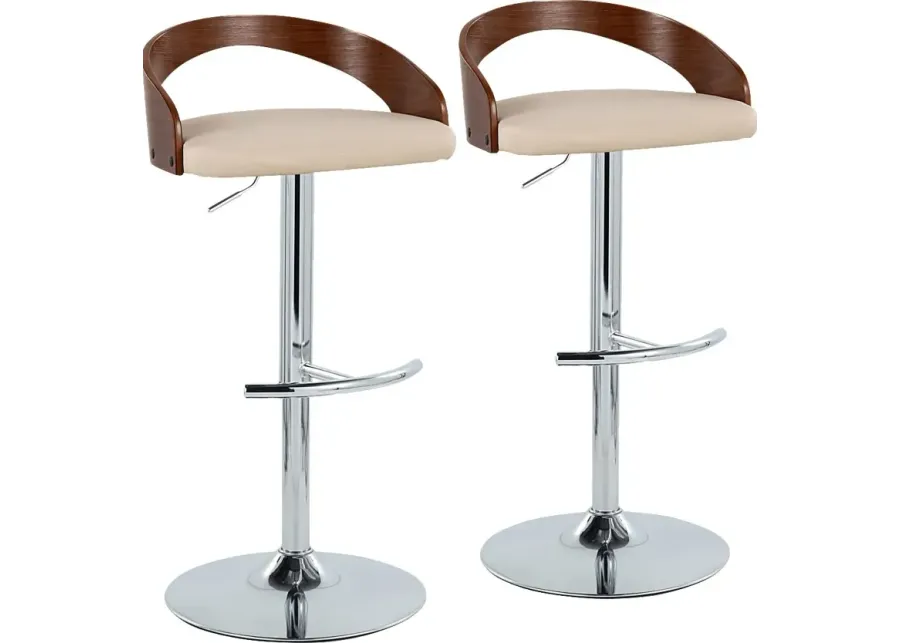 Zykan XXV Cream Adjustable Barstool, Set of 2-Cream