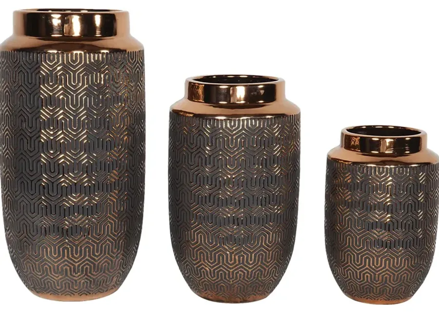 Ramla Gold Vase, Set of 3-Gold