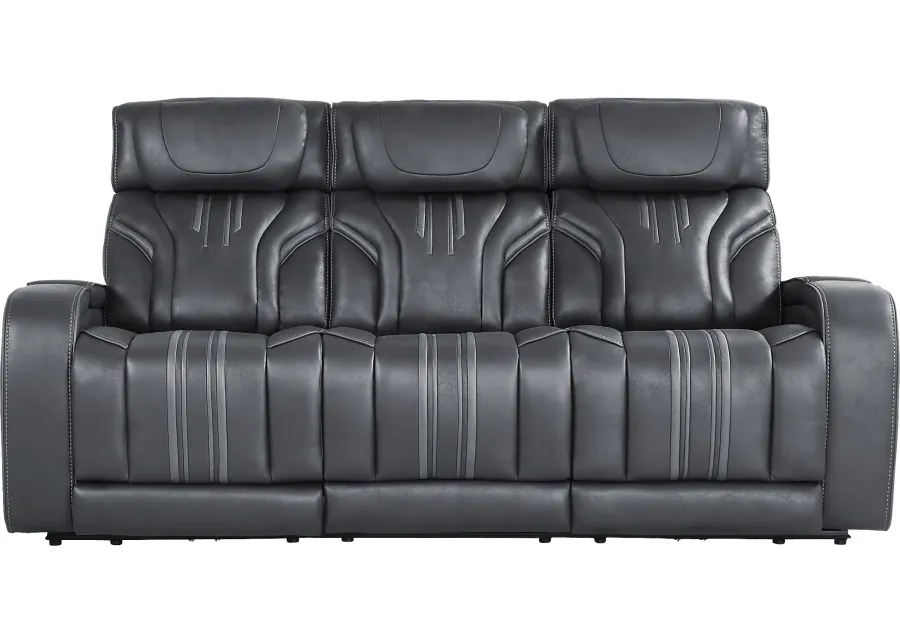Southlake Navy Triple Power Reclining Sofa with Audio-82.75
