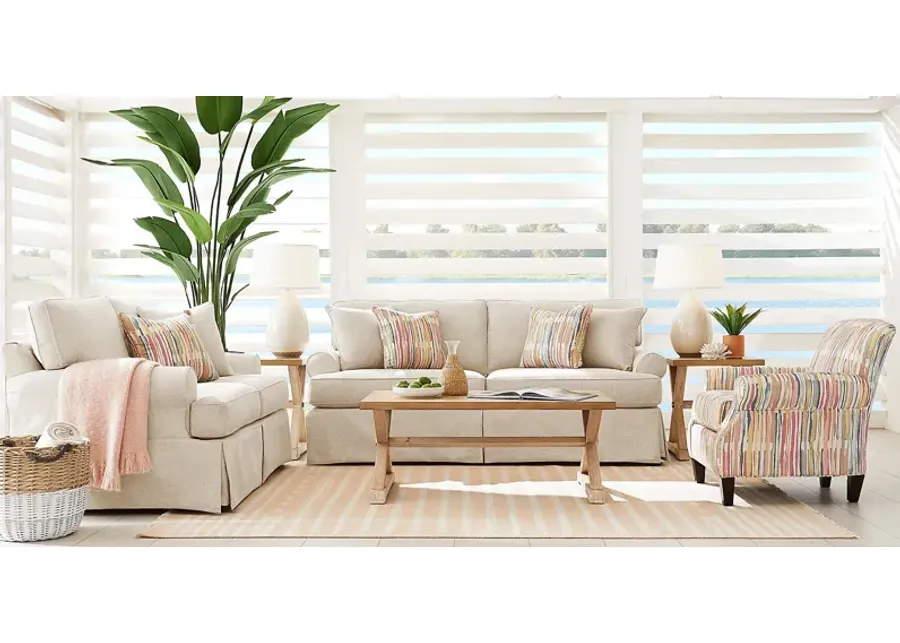 Beachside Walk Linen Textured Slipcover 8 Pc Living Room