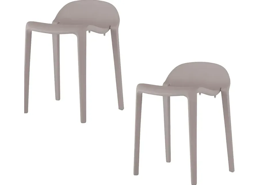 Outdoor Lulia Gray Stool, Set of 2-Gray
