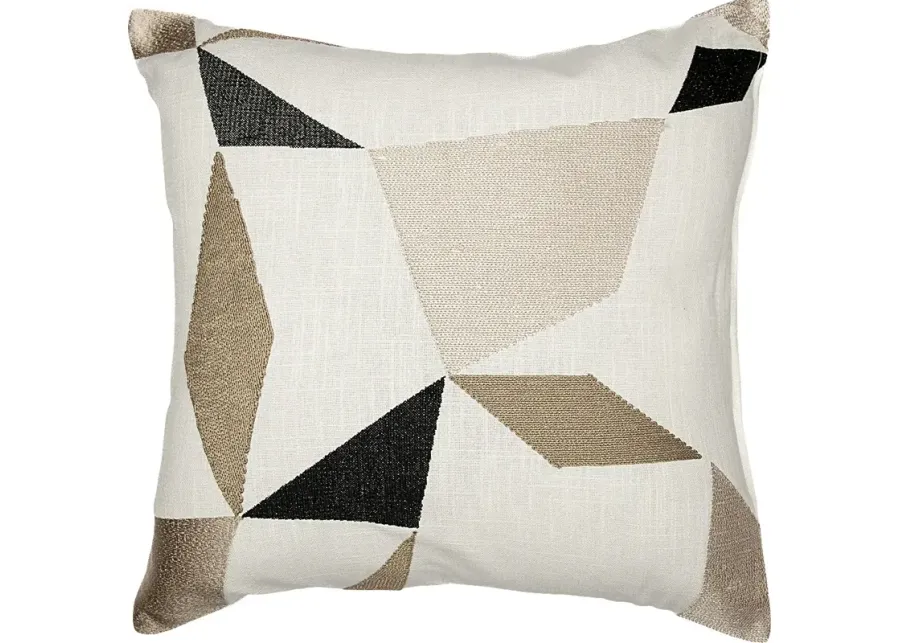 Stacy Garcia Ereet Taupe Accent Pillow-Ivory, Taupe