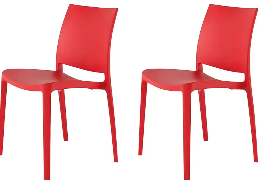 Lagoon Sensilla Red Outdoor Dining Chair, Set of 2-Red