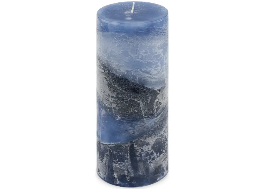 Purple Silver Zigzag Pillar Candle - Large