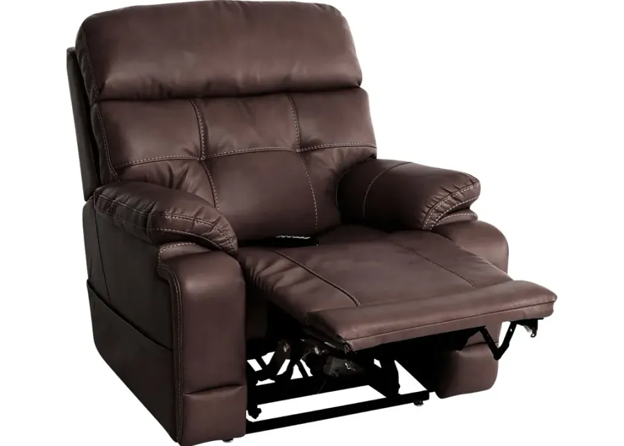 Fidlep Walnut Power Lift Chair-Brown
