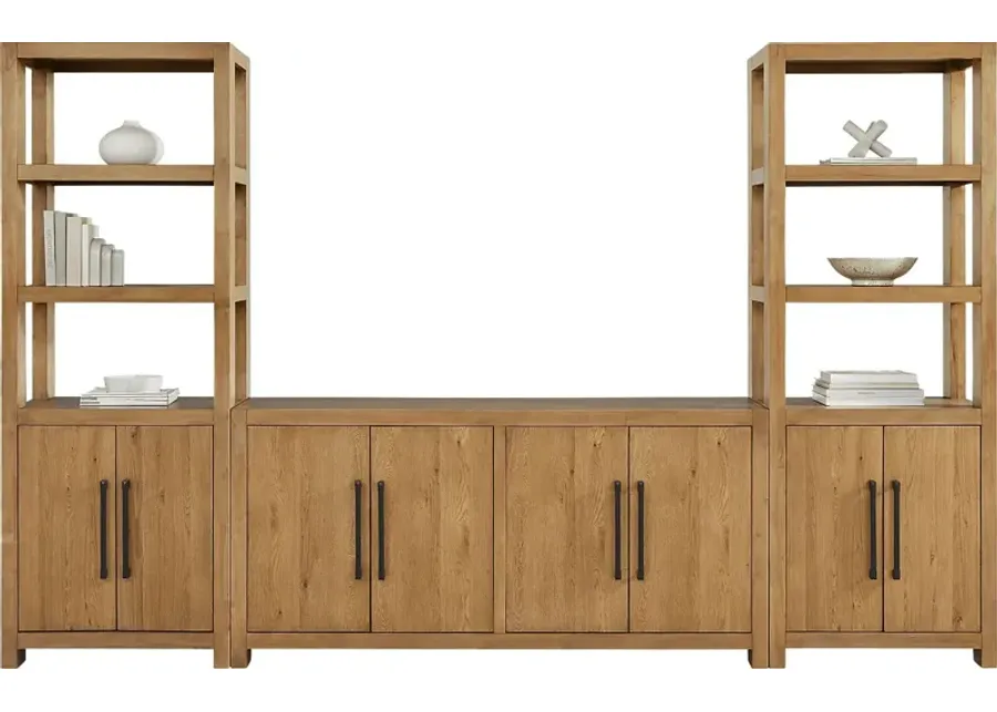 Ithaca Natural 3 Pc Wall Unit with 66 in. Console-122