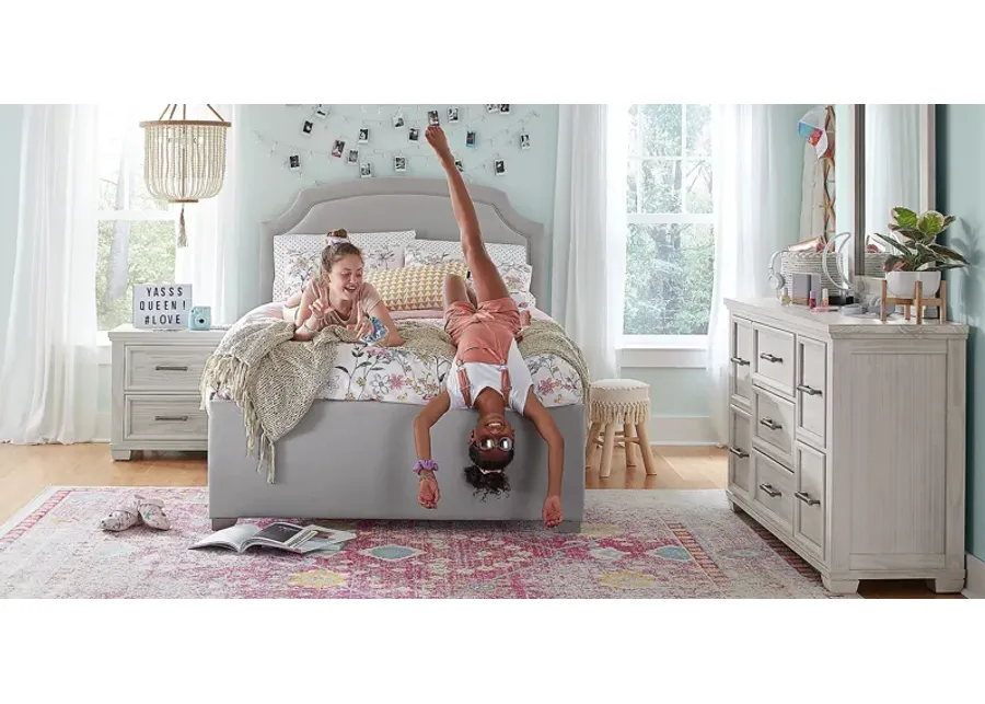 Kids Canyon Lake Ash Gray Bedroom with Dakotah Gray Full Upholstered Bed