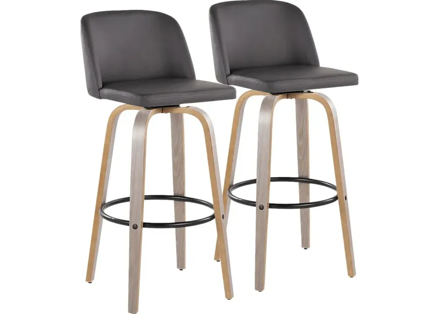 Wymering III Gray Swivel Barstool, Set of 2-Gray