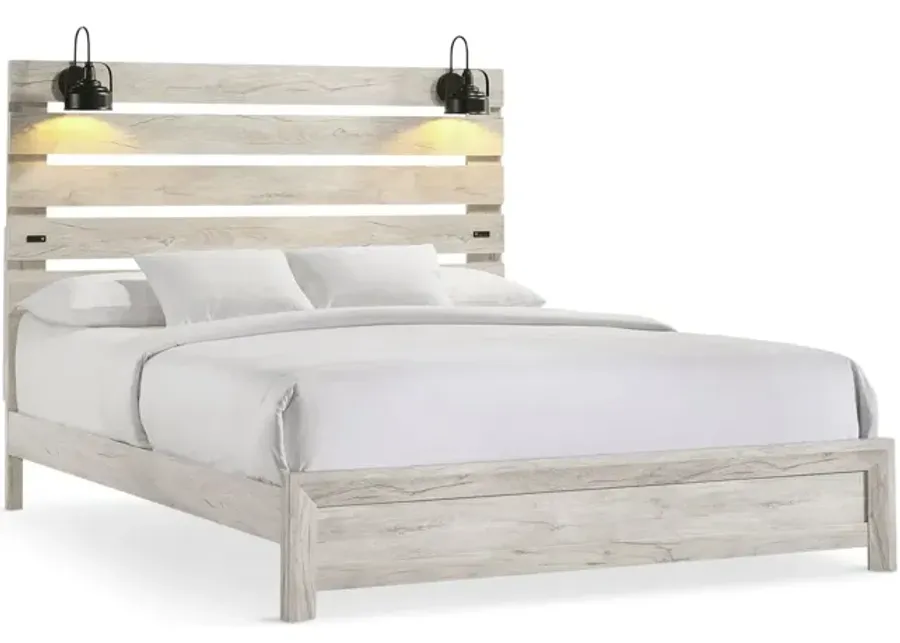Winnie King Bed With Lights - White