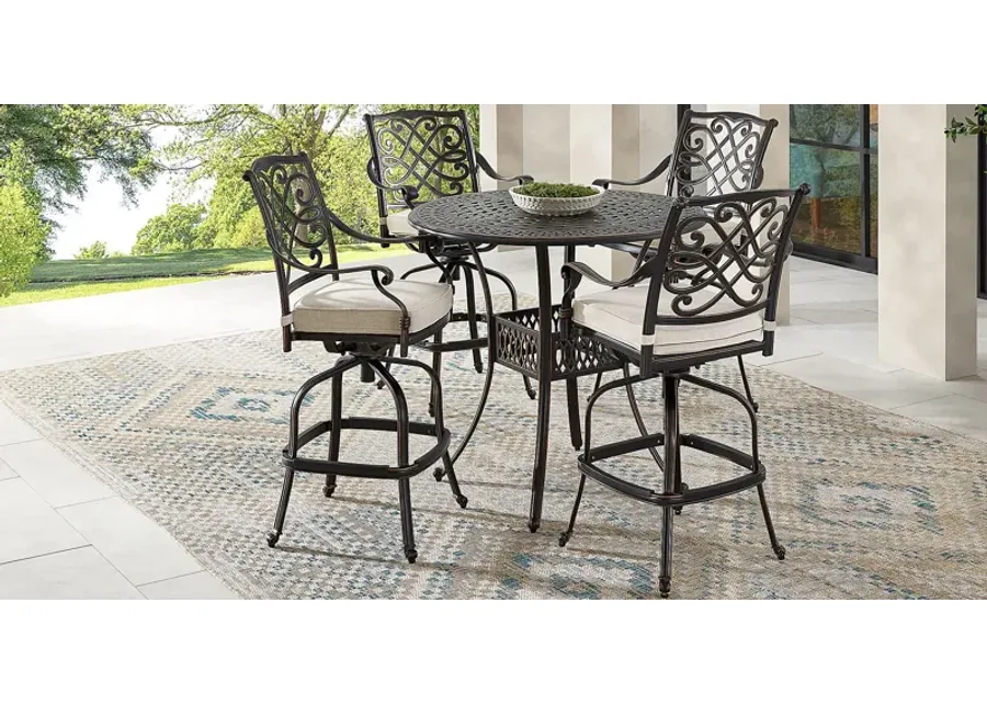 Carina Bronze 5 Pc 42 in. Round Bar Height Outdoor Dining Set with Desert Cushions